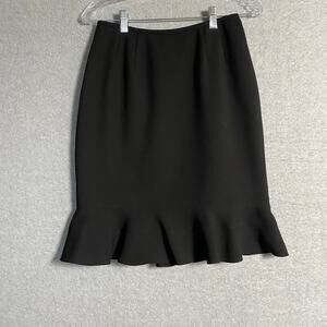 Kasper Crepe Tiered and Lined‎ Ruffle Pencil Skirt Black Size 4 petite